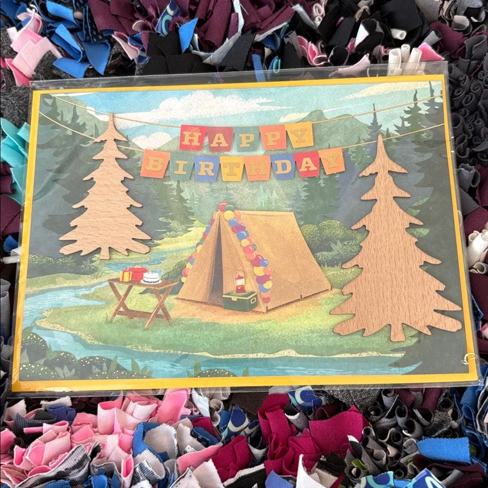 🆕Papyrus Laser Cut Camping Scene Birthday Greeting Card